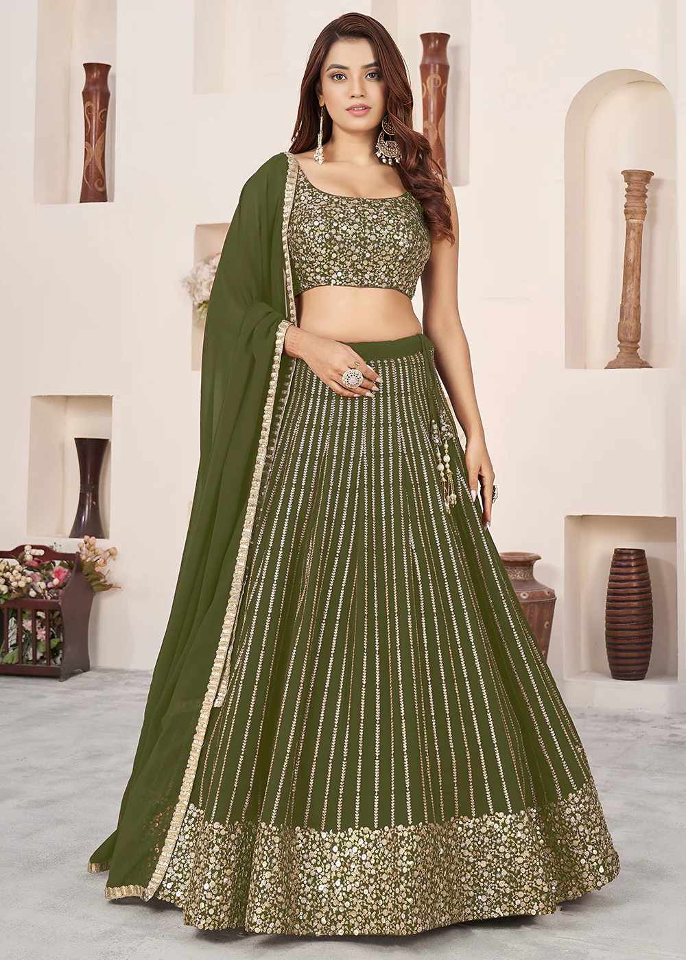 Green Indian Lehenga Choli in Australia & New Zealand